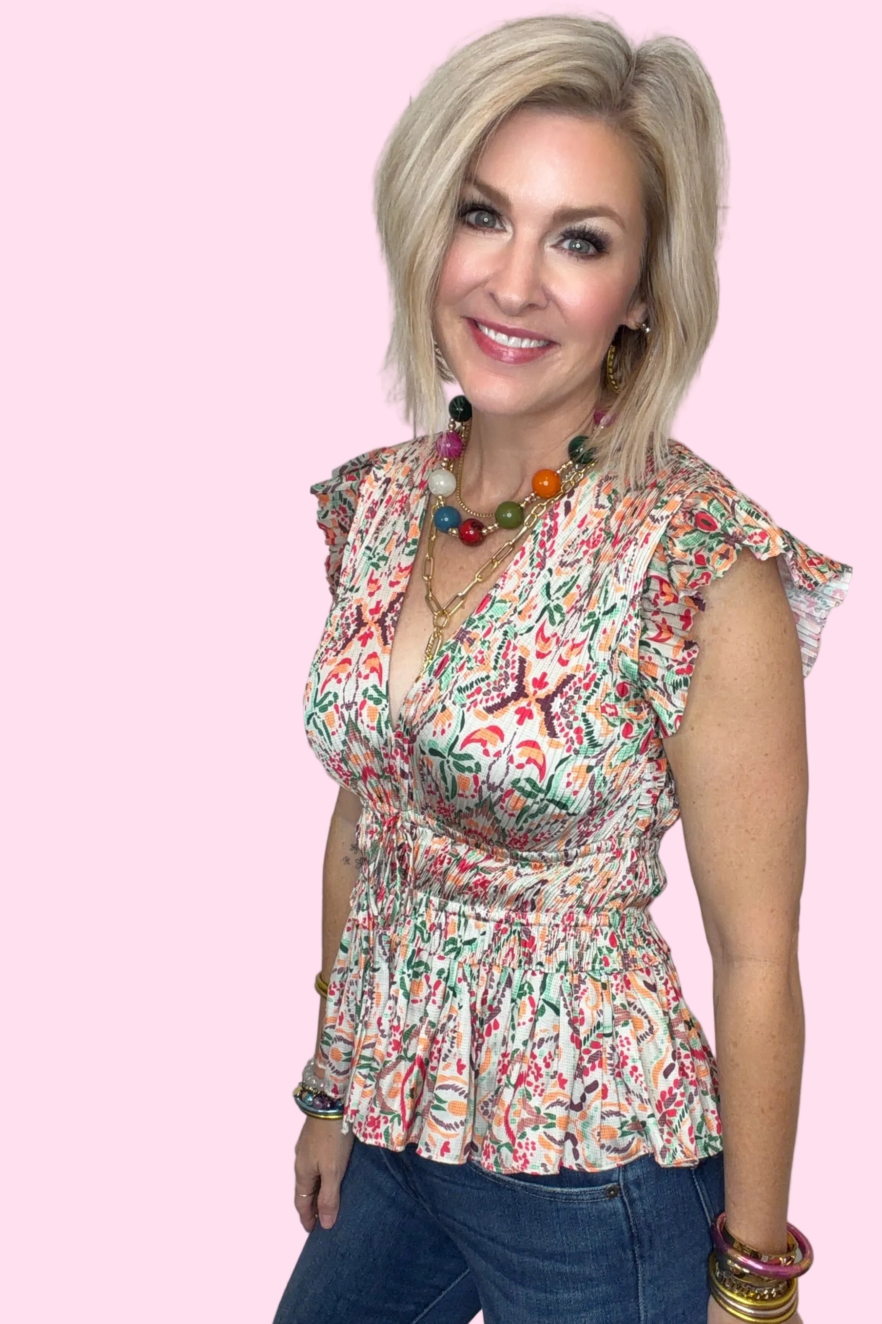 Kaleidoscope Pleated Blouse