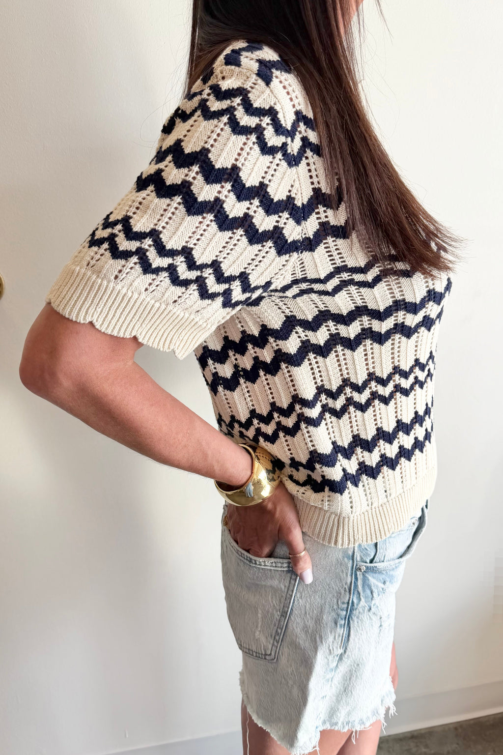 Araminta Top Cream/Black Iris