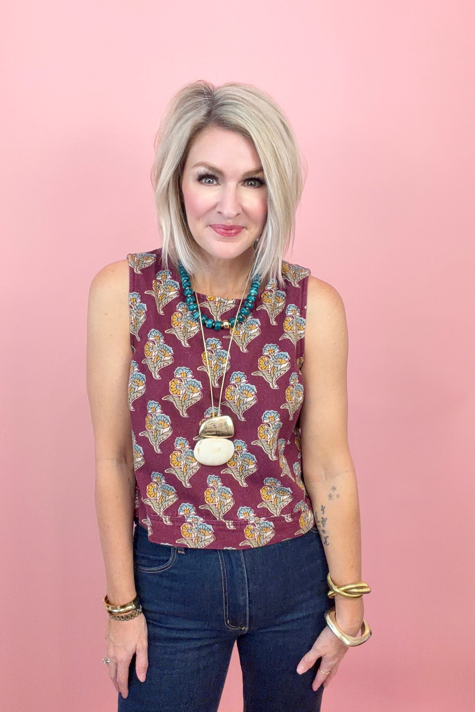 Sundown Floral Denim Top
