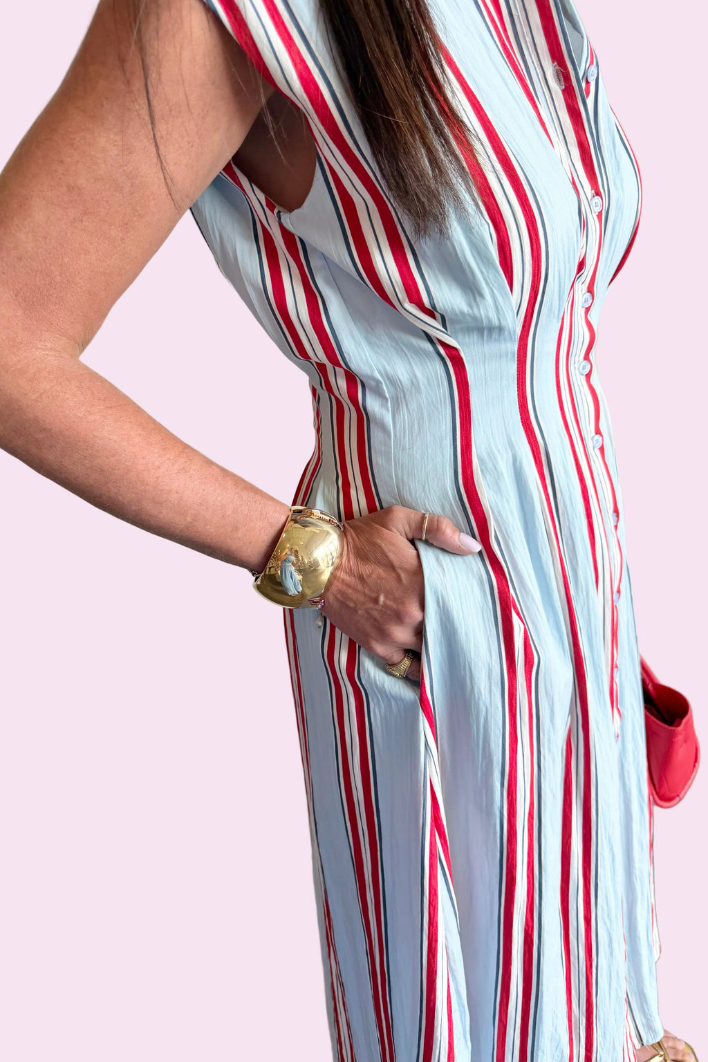 Celebrate Striped Midi Dress
