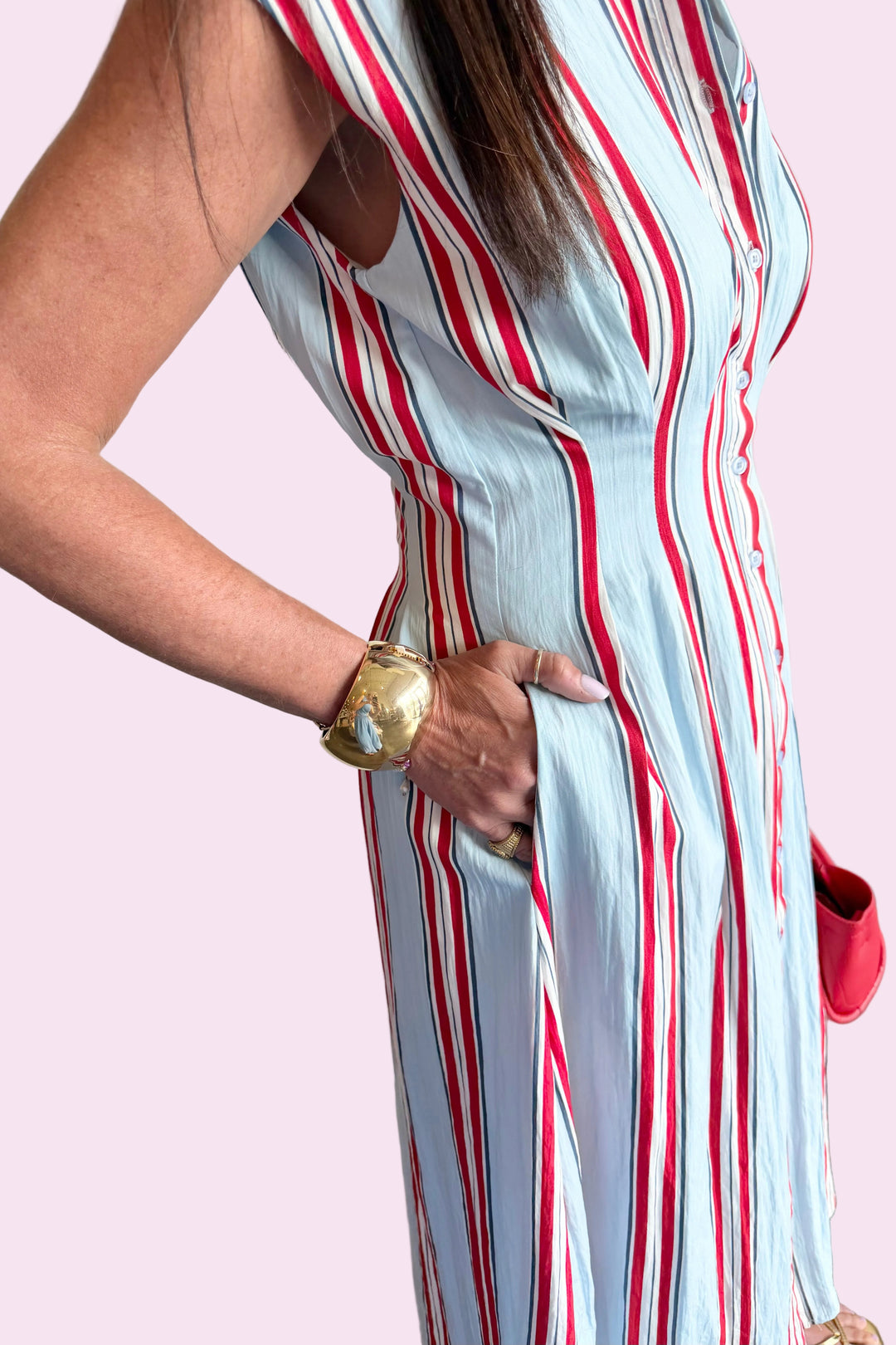 Celebrate Striped Midi Dress