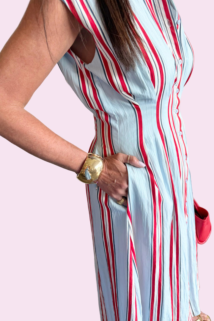 Celebrate Striped Midi Dress