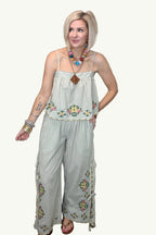 Meadow Stripe Floral Pant Set