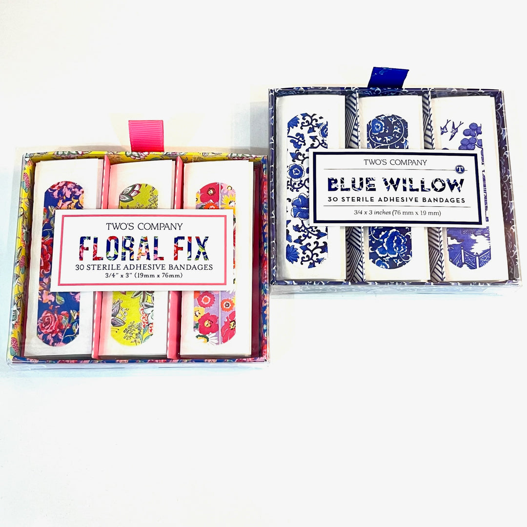 Blossom Bandage Packs- 30 Sterile Adhesive Bandages- Two Options( Floral Fix & Blue Willow)