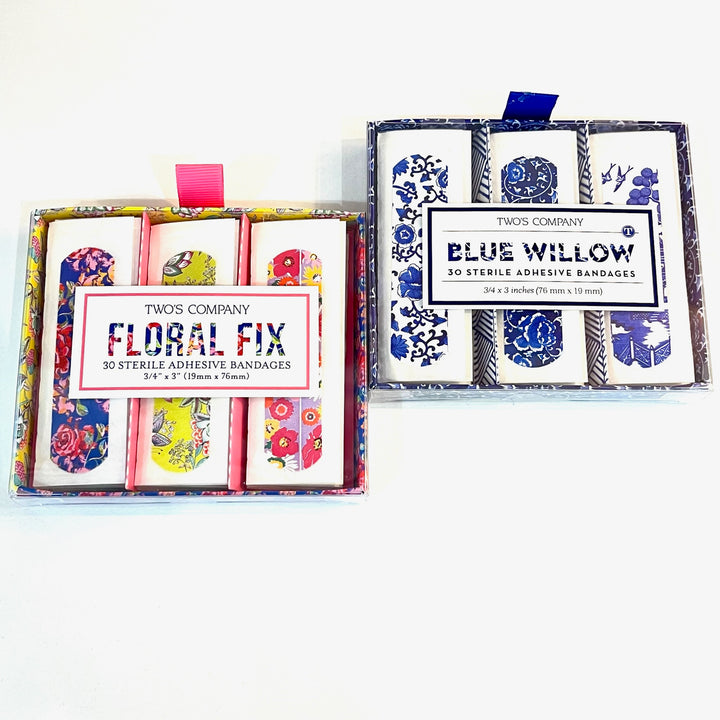 Blossom Bandage Packs- 30 Sterile Adhesive Bandages- Two Options( Floral Fix & Blue Willow)
