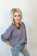 Mocha Blues Striped Top