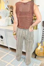 Mocha Striped Low Rise Jeans