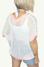 Coral Bloom Netted Top