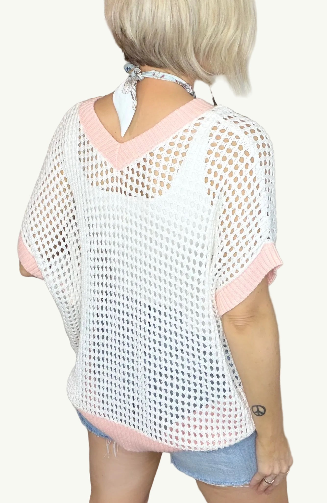 Coral Bloom Netted Top