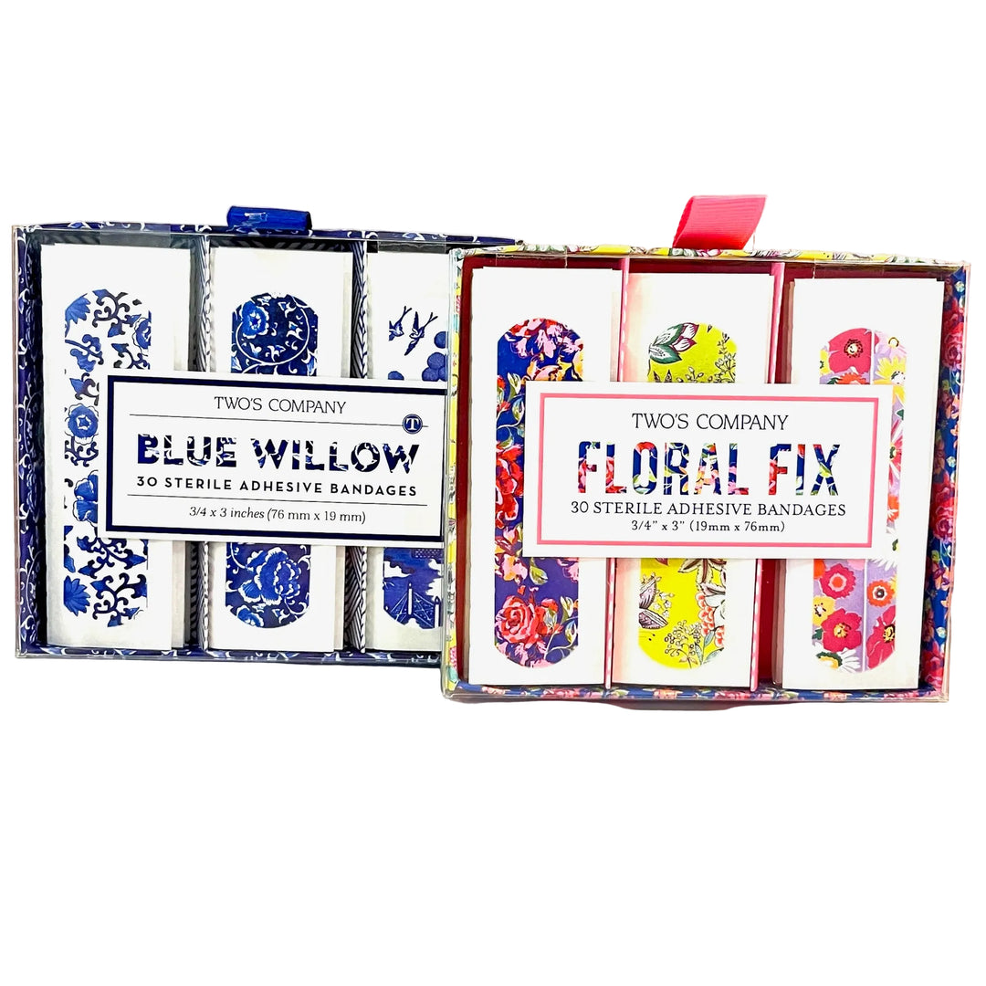 Blossom Bandage Packs- 30 Sterile Adhesive Bandages- Two Options( Floral Fix & Blue Willow)