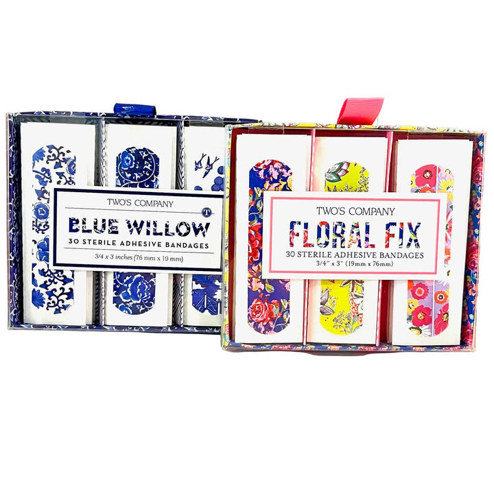 Blossom Bandage Packs- 30 Sterile Adhesive Bandages- Two Options( Floral Fix & Blue Willow)