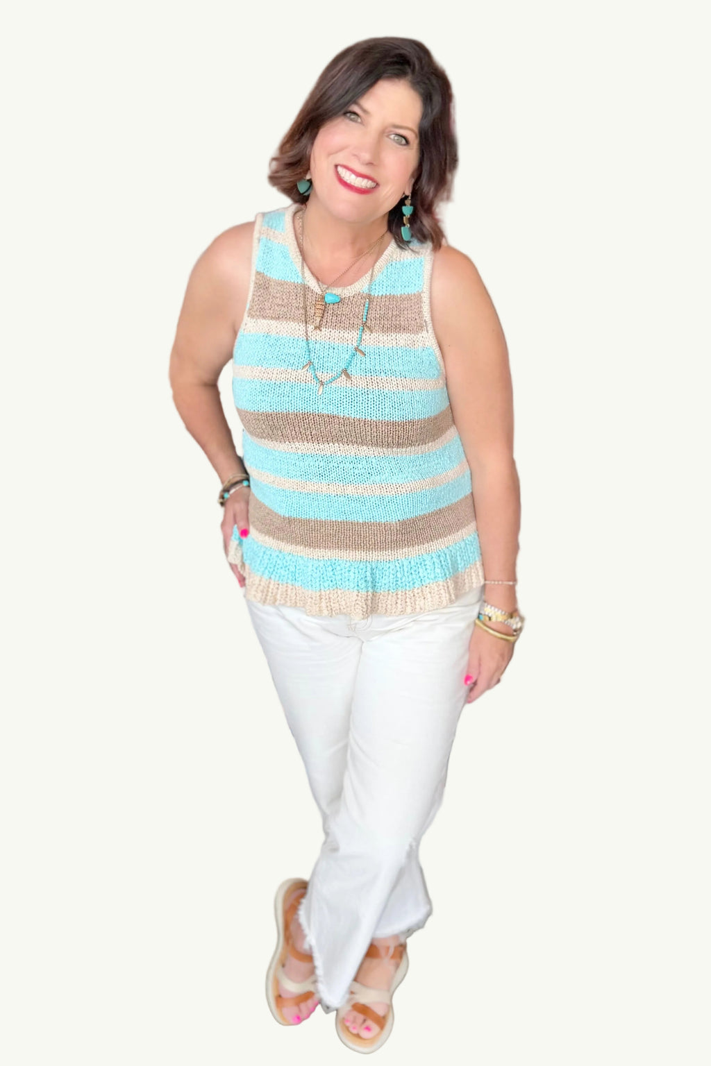 Sandy Shore Striped Peplum Top