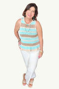 Sandy Shore Striped Peplum Top