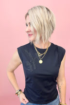 Navy Notes Knit Top
