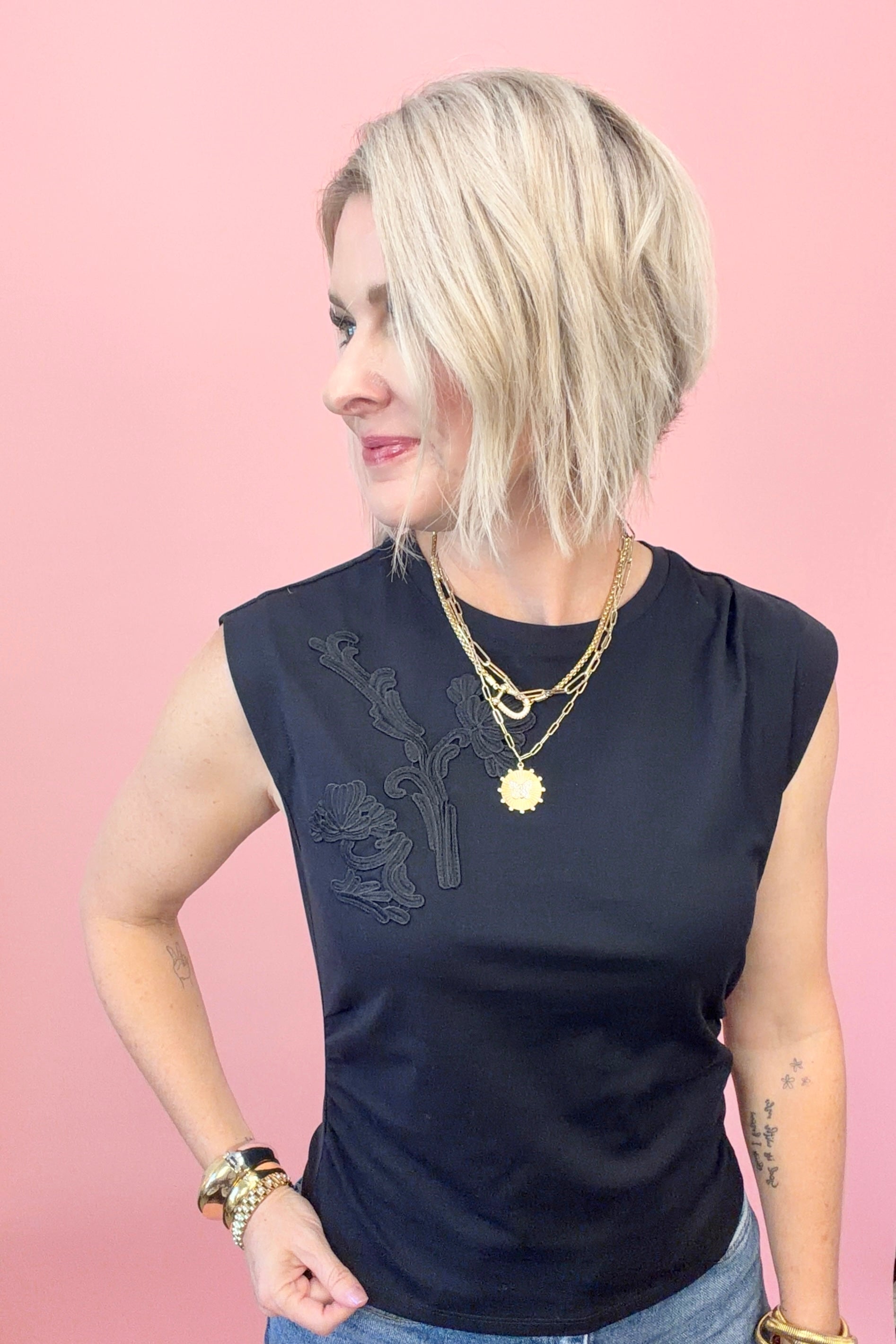 Navy Notes Knit Top