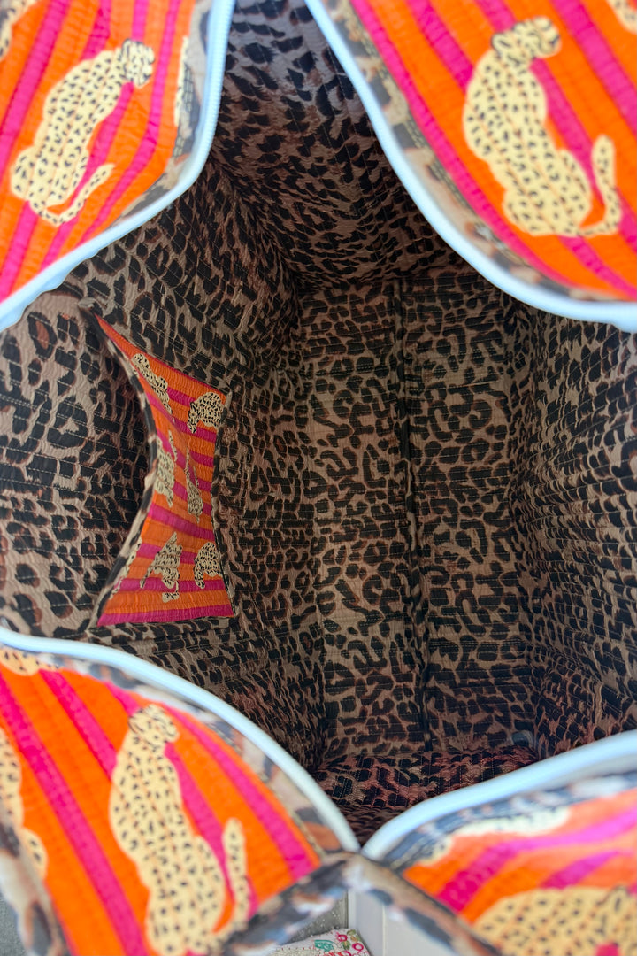 The Block Print Tote- Turquoise Floral, Orange Cheetah, Pink Floral