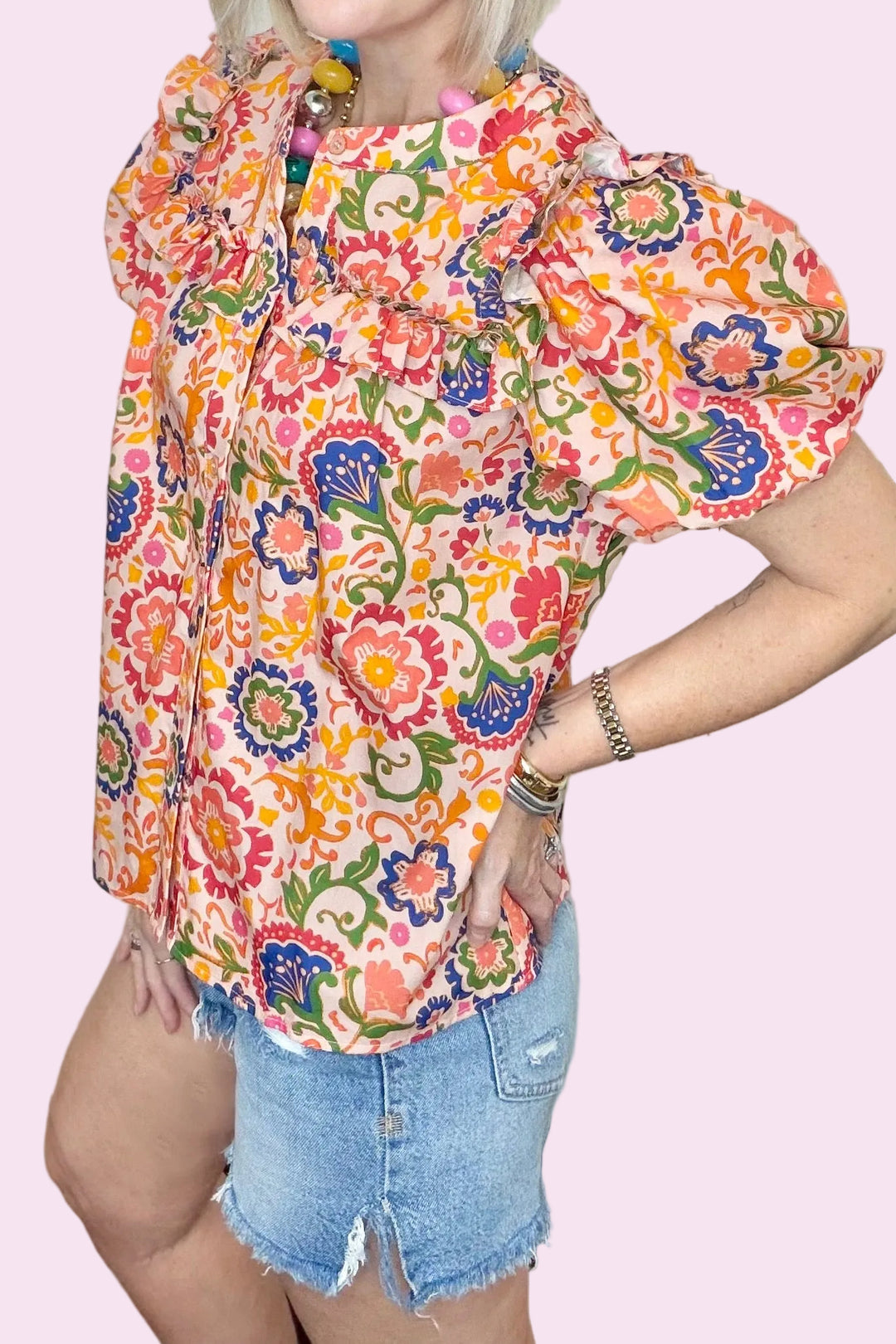 Bloom Where You Are Planted Puff Sleeve Blouse