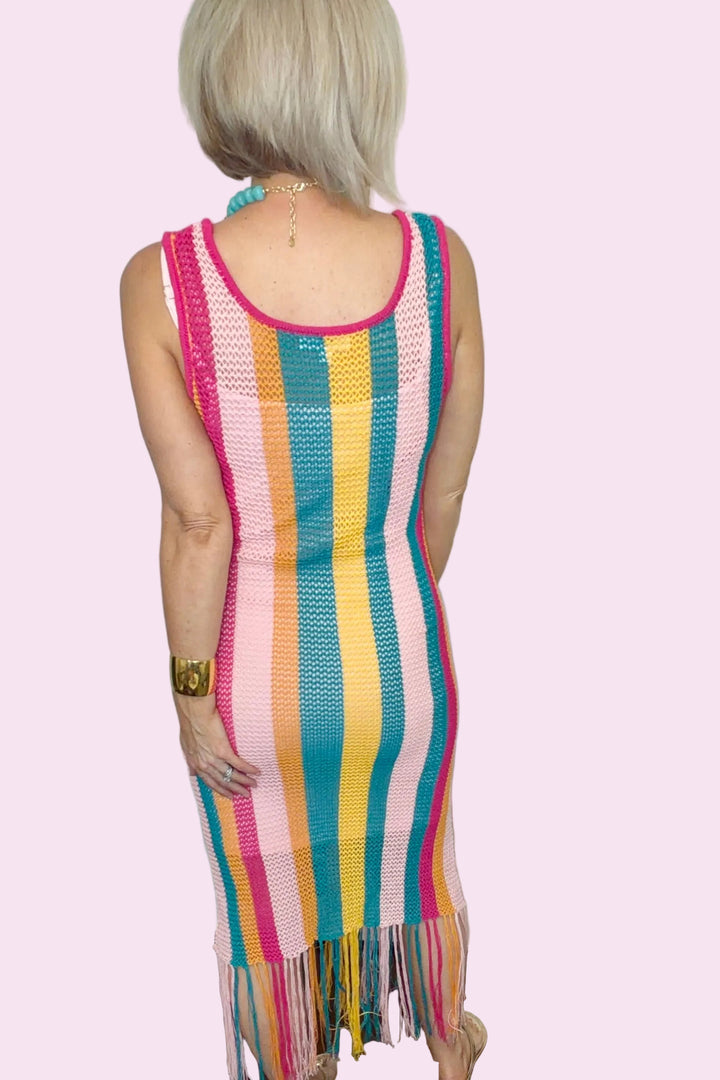 Rainbow Riot Fringe Dress
