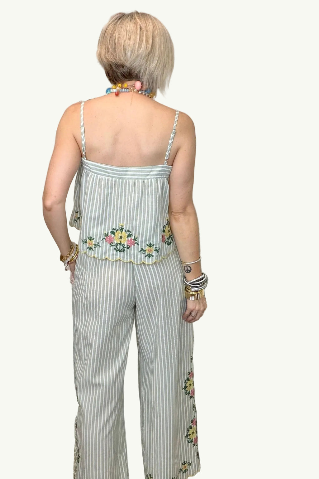 Meadow Stripe Floral Pant Set