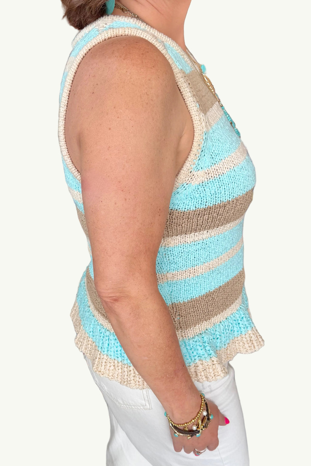 Sandy Shore Striped Peplum Top