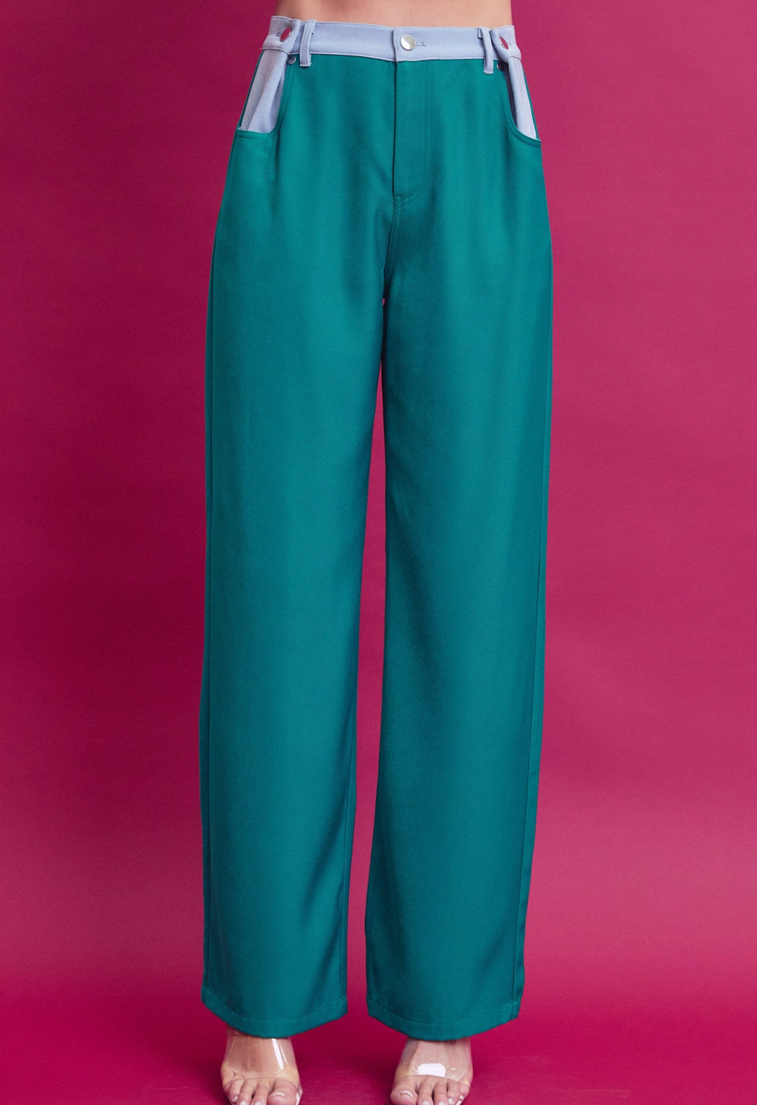 Woven Slvls Mock Neck Top And Pants Set