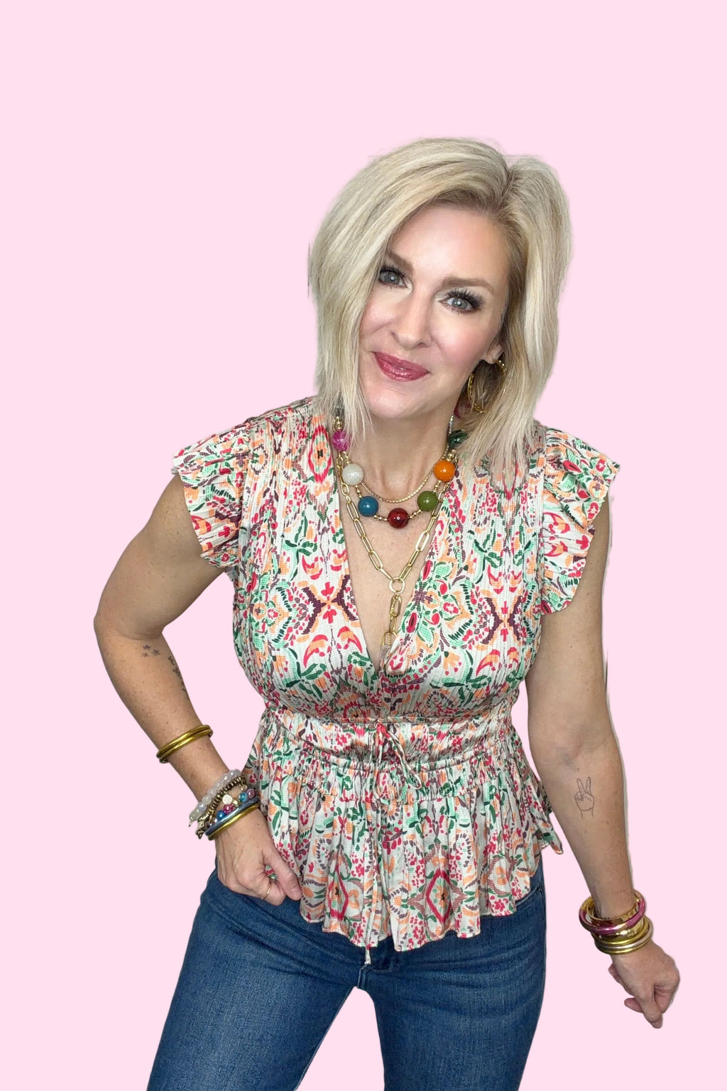 Kaleidoscope Pleated Blouse