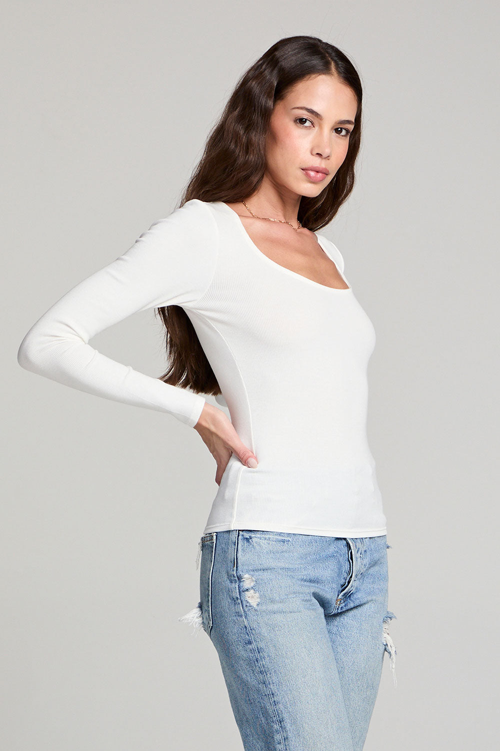 Scoop Long Sleeve Slim Tee