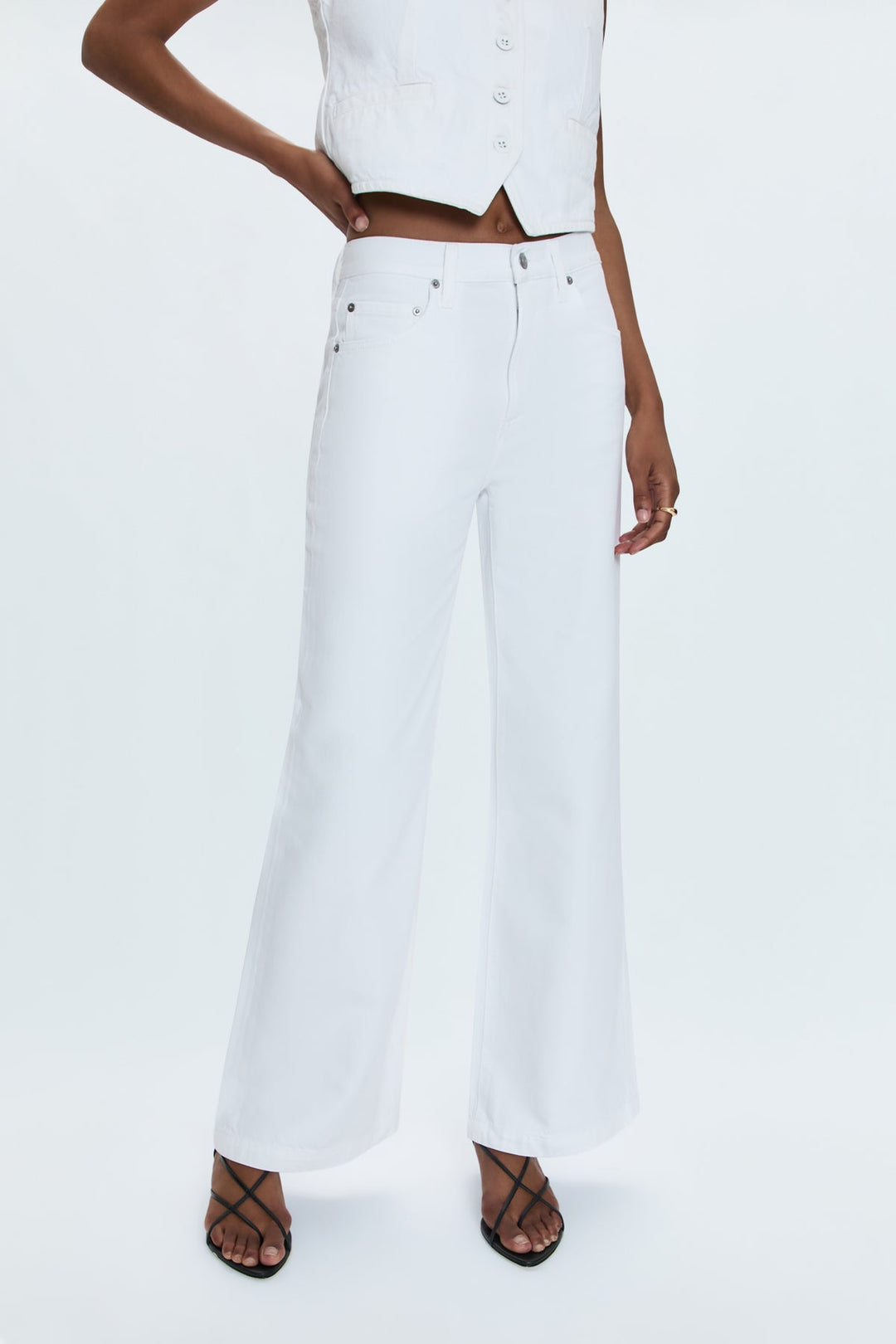 Pistola- JADYN LOW SLUNG PALAZZO JEAN - VIVID WHITE