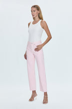 Lexi Mid Rise Bowed Straight Jean- Blush