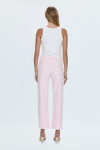 Lexi Mid Rise Bowed Straight Jean- Blush