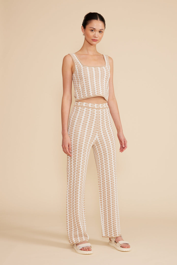 TAHITI KNIT PANT - TAN CREAM