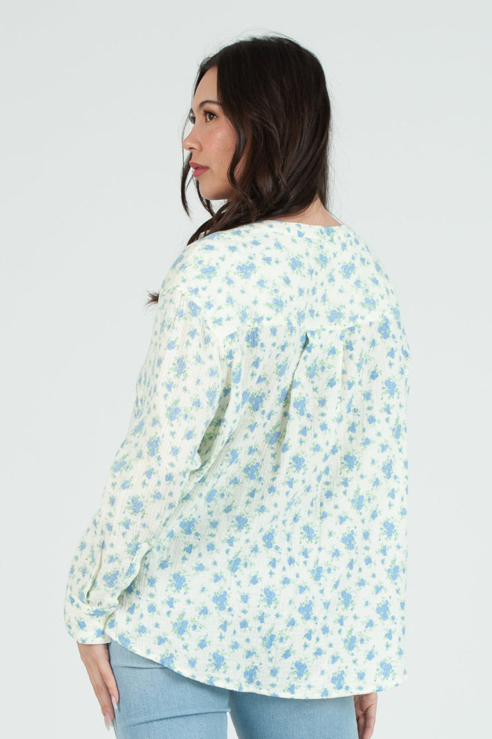 Women's Gauze Button Down Shirt in Ditzy Floral