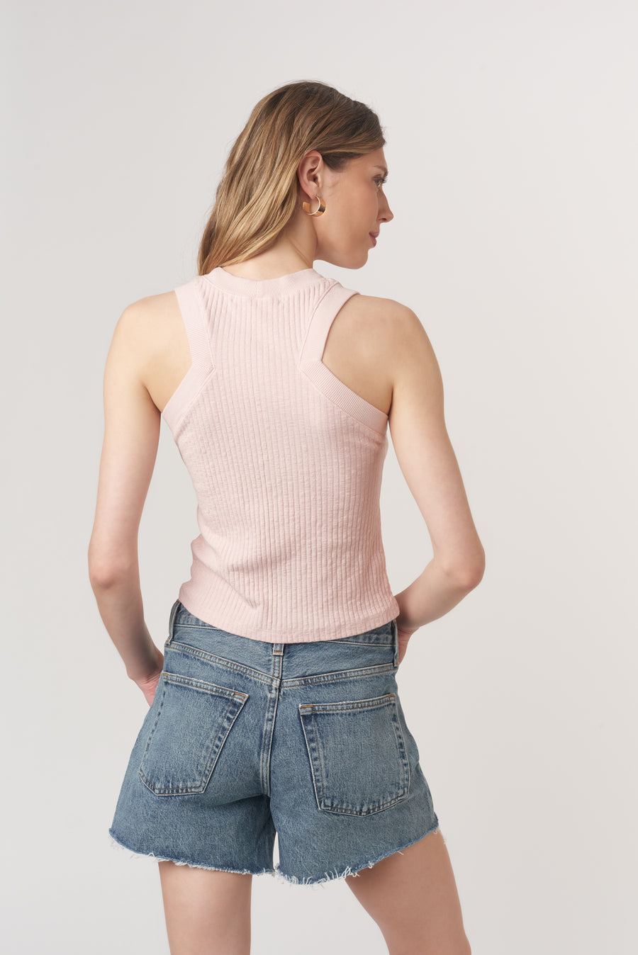 PLAYER FITTED RACERBACK RIB TANK - CAMEO ROSE