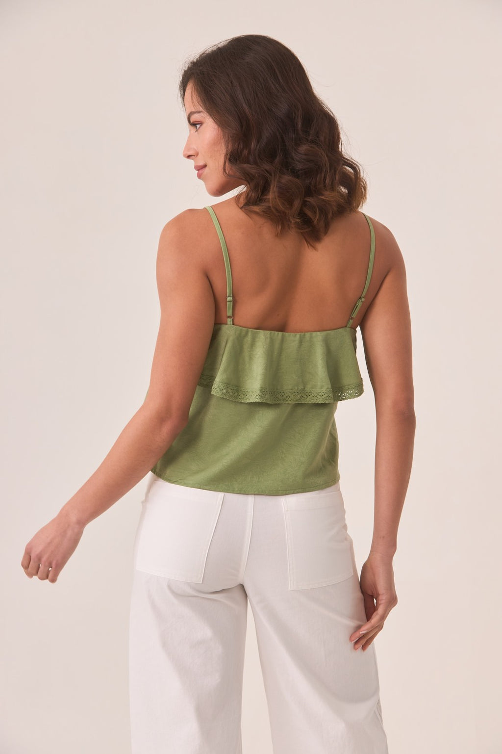 Green Ruffle Embroidered Top