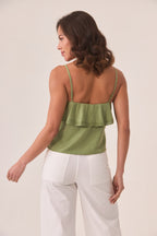 Green Ruffle Embroidered Top