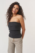 Filomena Rib Tube Top- Black