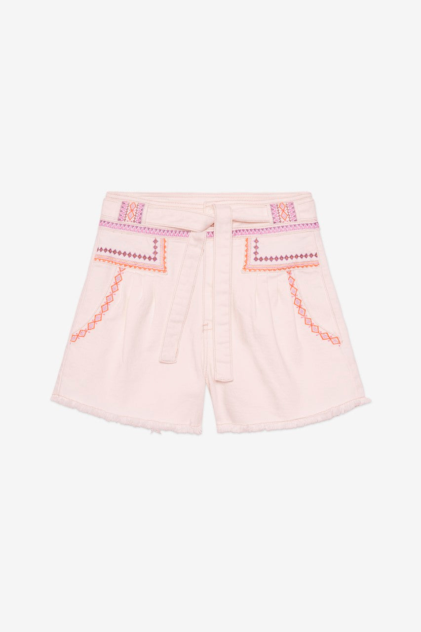 Embroidered Denim Shorts