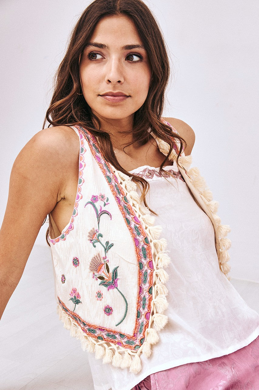 Pompoms Embroidered Vest