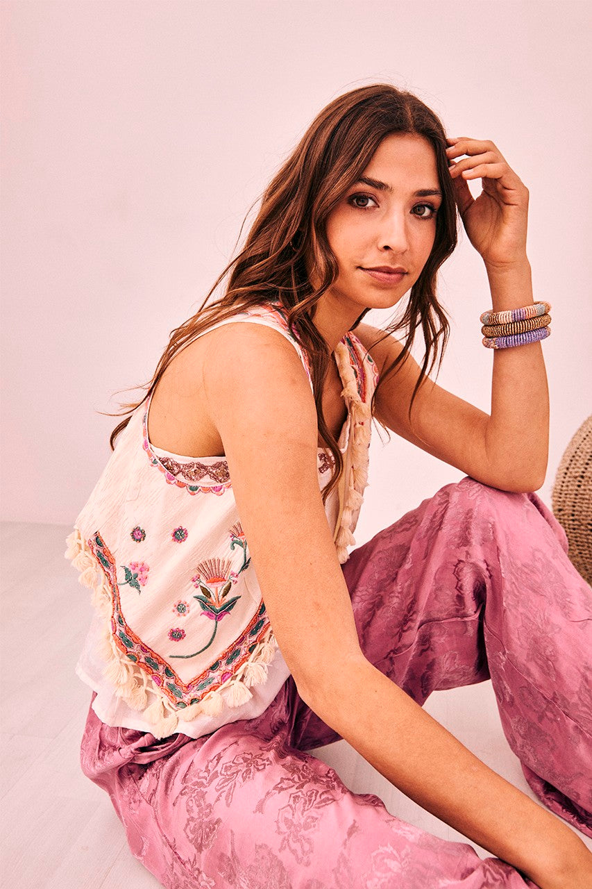 Pompoms Embroidered Vest