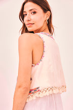 Pompoms Embroidered Vest