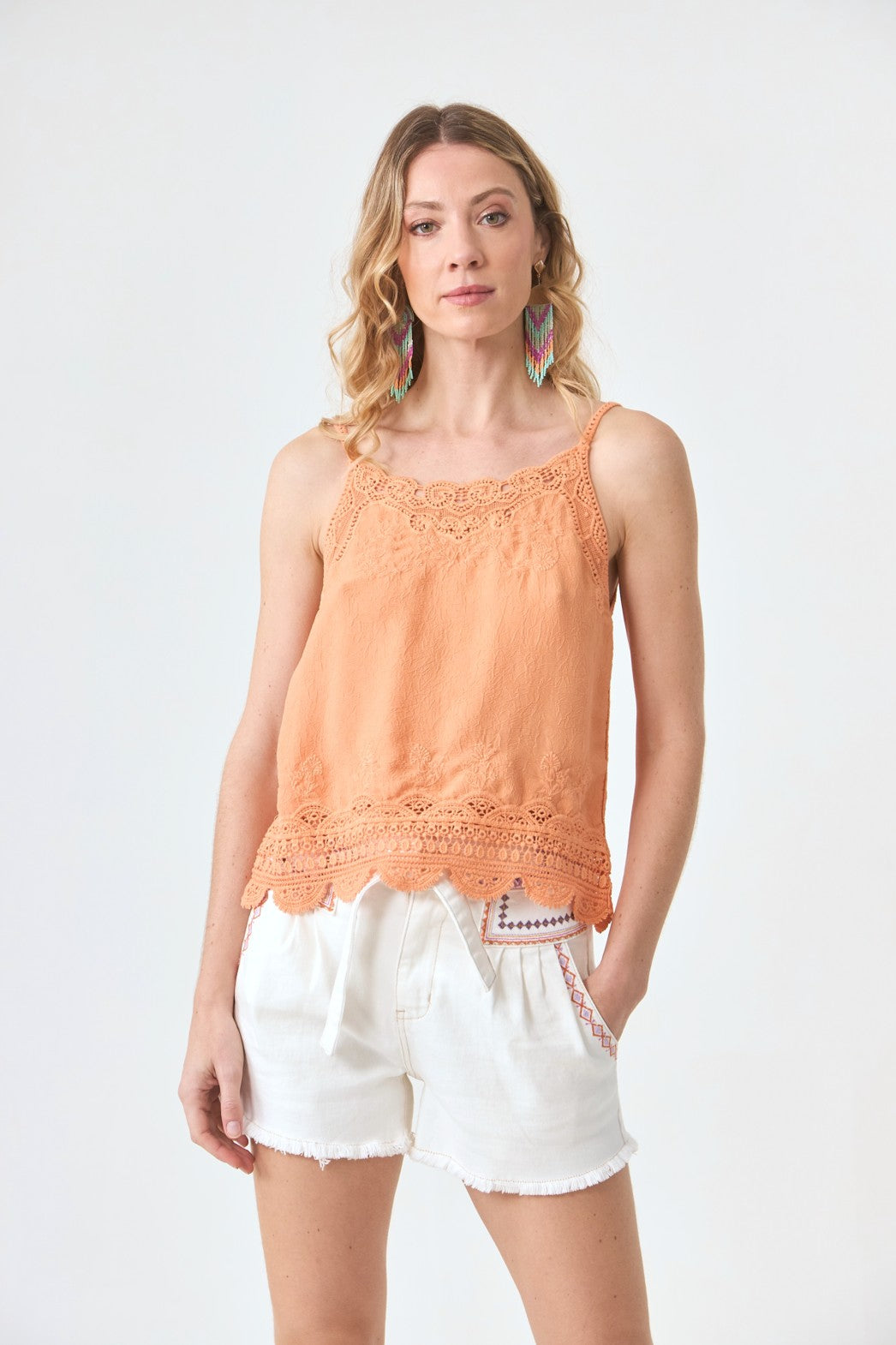 Peach Lace Cami Top