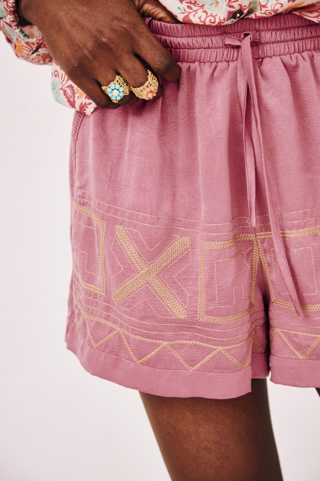 Geometric Embroidered Shorts