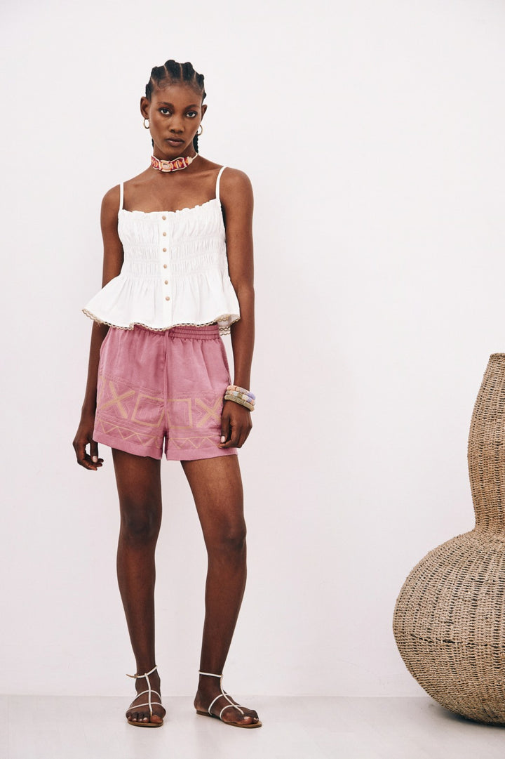 GEOMETRIC EMBROIDERED SHORTS