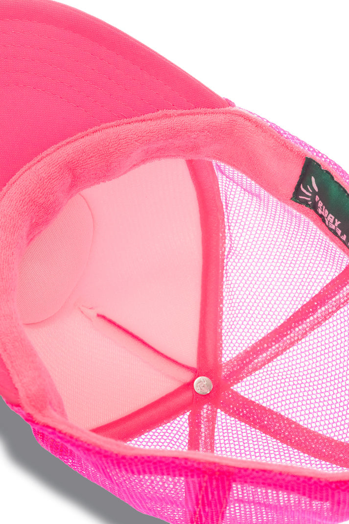Electric Rainbow Trucker Hat in Pink