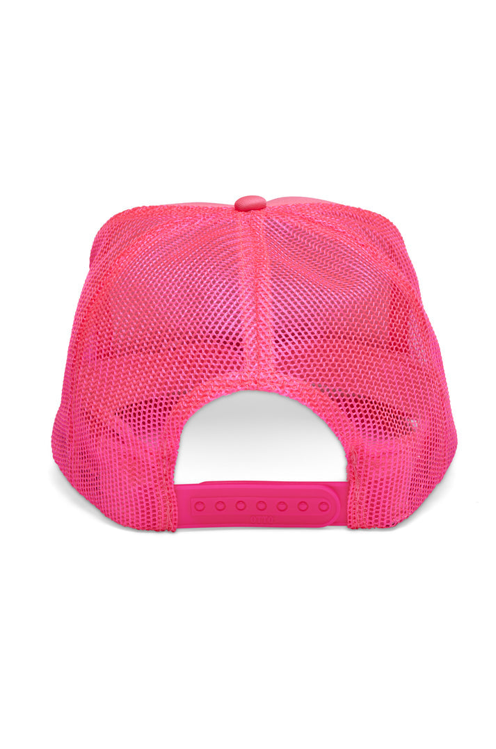 Electric Rainbow Trucker Hat in Pink