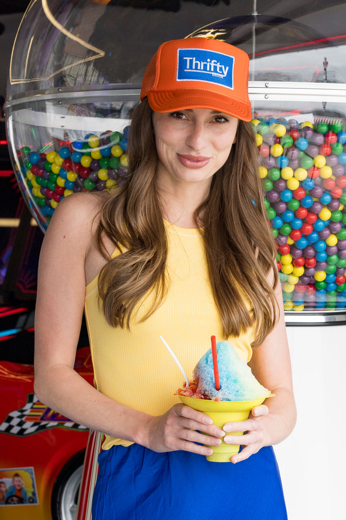 Thrifty Bitch Trucker Hat in Orange