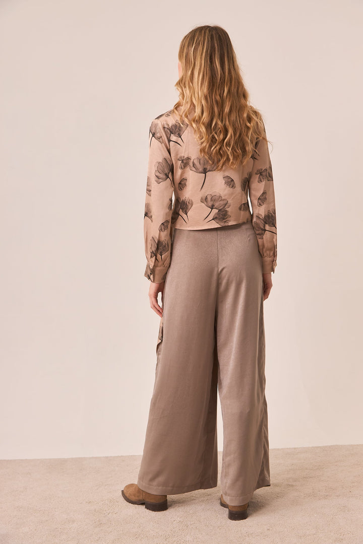 CROSS-BOWED PRINTED BLOUSE - PINK