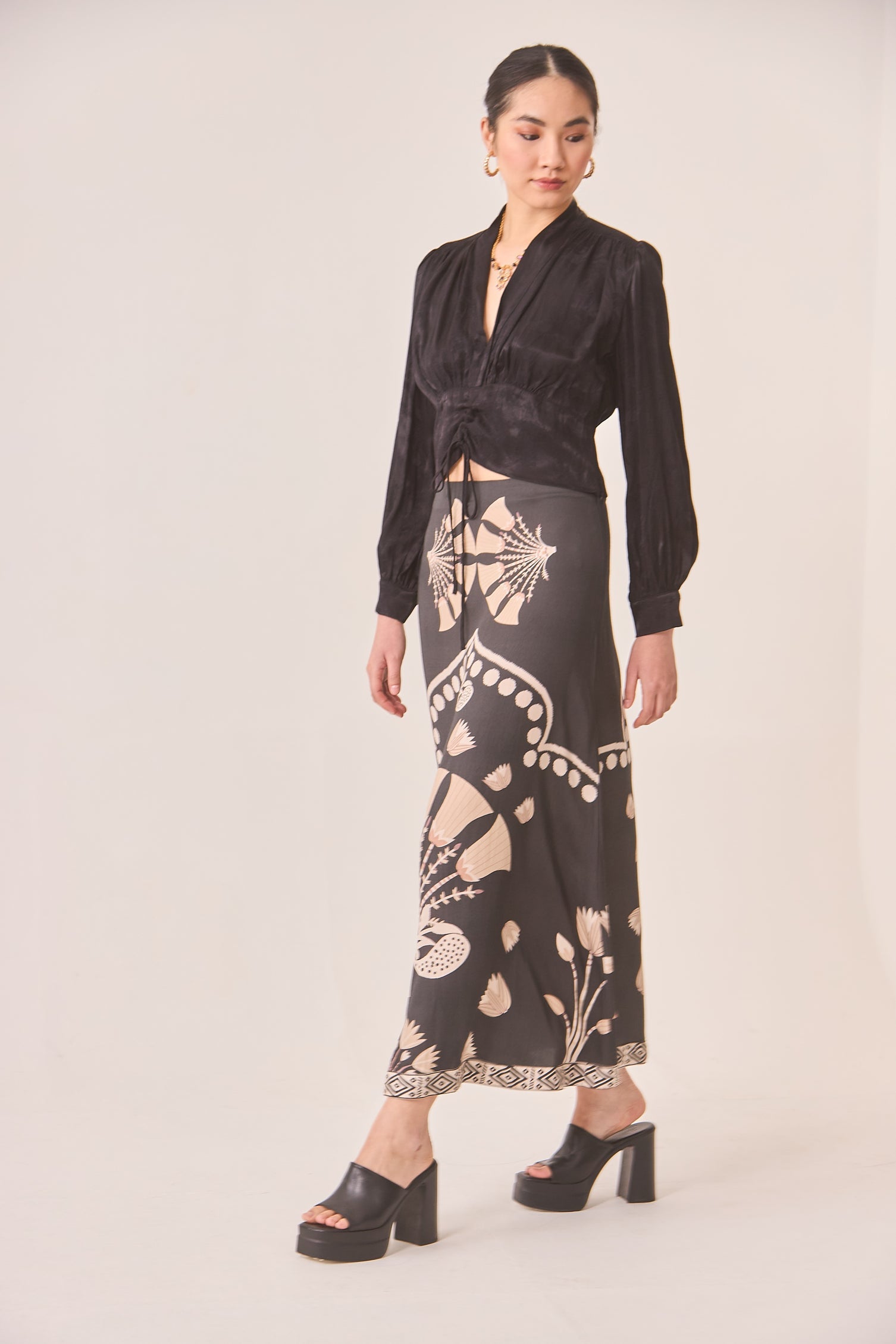 Two-Tone Floral Skirt