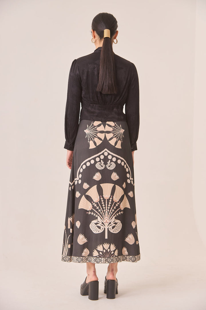 TWO-TONE FLORAL SKIRT