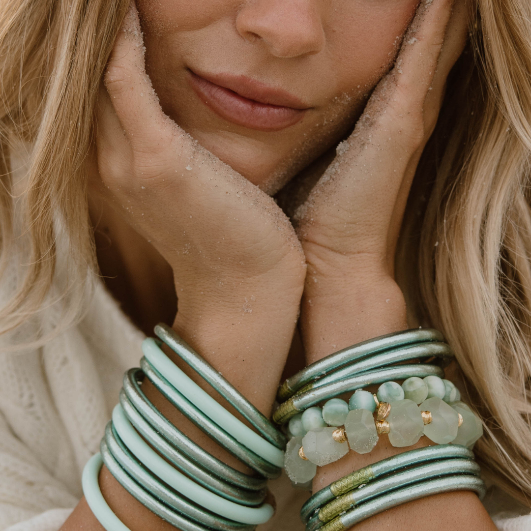 BudhaGirl- MINT ALL WEATHER BANGLES® (SET OF 6) - SERENITY PRAYER